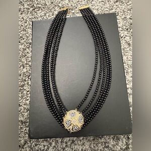Elegant Black and Gold Beaded Necklace